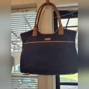 Ellen Tracy Large  Brown and Tan Women's Tote Bag Full Zipper 17.5" x 13"